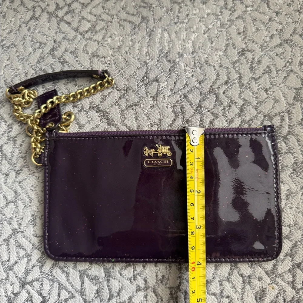 Coach Madison Chain Wristlet Aubergine/Plum Patent Leather
